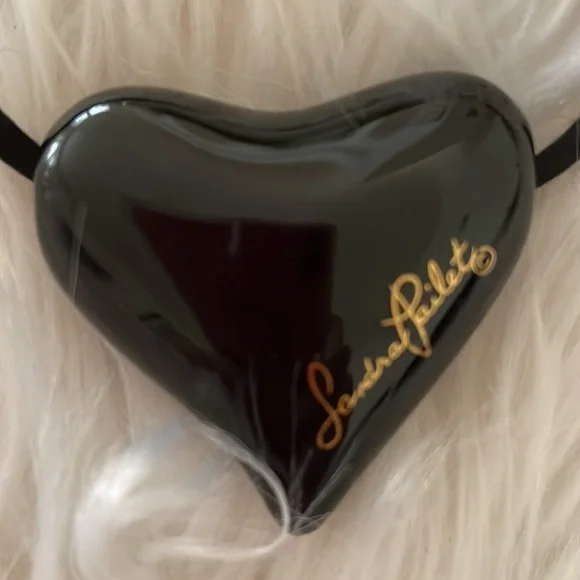 Sandra Pailet Vintage Necklace Porcelain Heart Handpainted Gold Roses 1970/80s - Picture 3 of 5